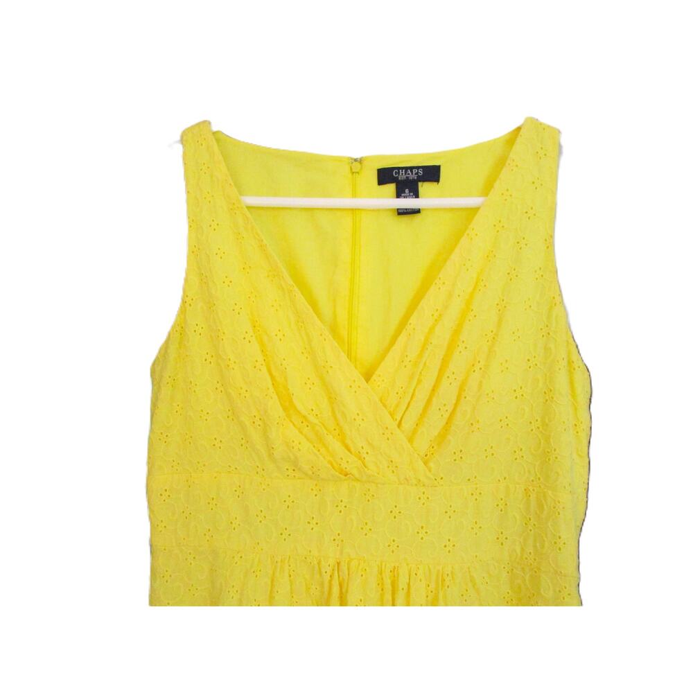 Chaps Yellow Sundress Cotton Eyelet Midi Size 6 US NWOT Crisscross ALine